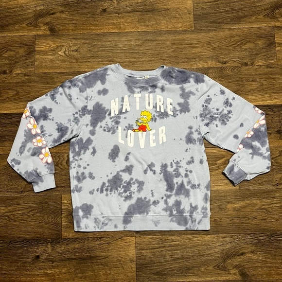 Lisa Simpson Nature Lover Graphic Sweatshirt - Blue Tie-Dye Size XL - Picture 3 of 6